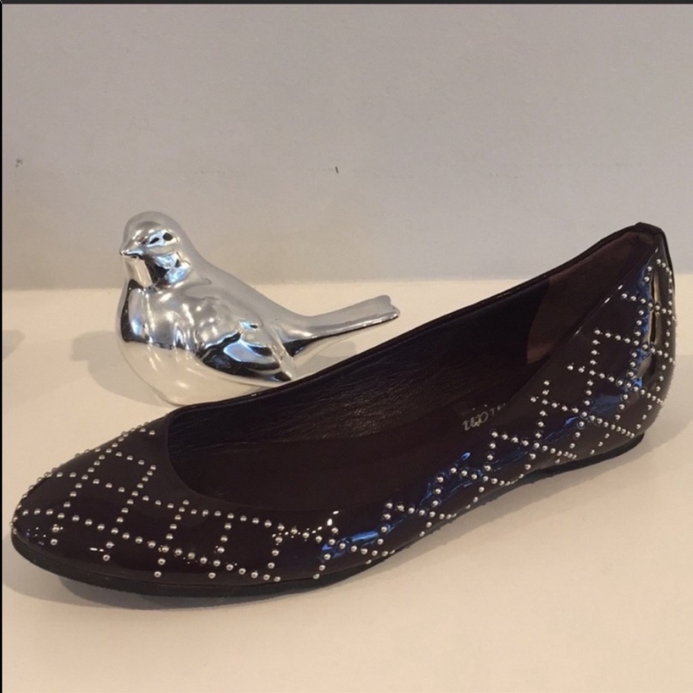 DELMAN burgundy leather geometric flats size 8M